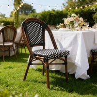 Ensemble de table et 4 chaises en rotin de couleur naturelle pour café en plein air, bistro, restaurant, mobilier de salle à manger, chaise de salle à manger pour hôtel, chambre à coucher