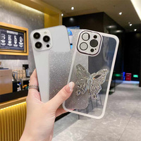 Étui de luxe en TPU effet papier brillant Africa Transsion pour Itel A50C/P65 4G/A80/A50/P55 4G/A70 Chrome avec support et motifs papillon