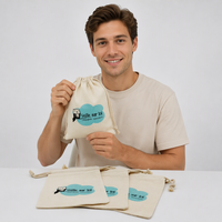 Petits sacs cadeaux en tissu de coton avec cordon de serrage, pochette pour bijoux avec logo imprimé sur mesure pour le rangement de cosmétiques et de montres, sac en mousseline