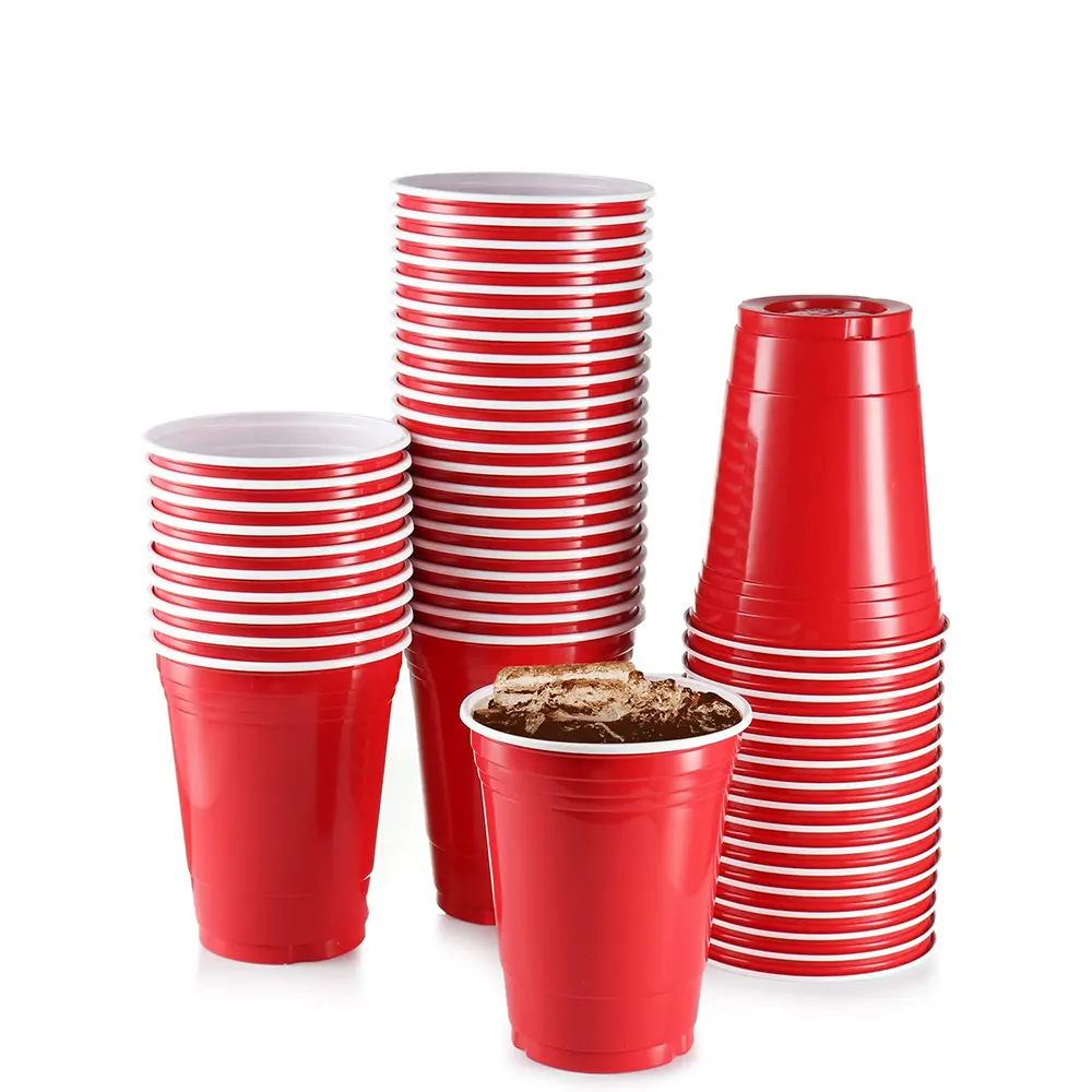 50 Plastic Cups 16 Oz, Large Blue Party Cups, Disposable Bulk Party Cups