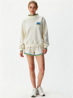 Sweat-shirt à col montant à pois pour femmes, plusieurs couleurs, longueur allongée, logo brodé personnalisé