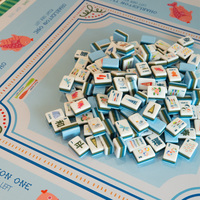 Set Mahjong Amerika untuk Berkemah di Pantai Musim Panas 160pcs Cincin Renang Akrilik Putih Pola Rekreasi Luar Ruangan Memancing Liburan Hadiah Liburan