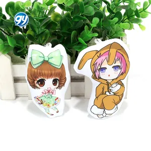 China supplier wholesale soft baby plush fabric pillow keychain VOGRACE printed cartoon anime custom mini fabric cotton charms