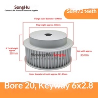 Poulie de distribution S8M à 72 dents, en aluminium de 1,5 kg de largeur, 20-65 rainures, modèle EBL41-S8M300-72-B-N-d20, fabriquée en Chine continentale