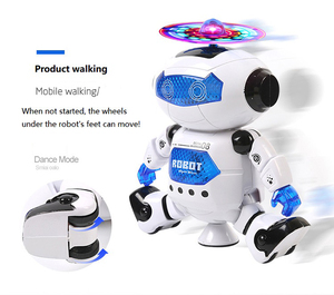 批发360度旋转电池驱动机器人玩具电动跳舞行走智能太空机器人音乐灯玩具 - Product Image 6