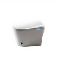 Meilleures ventes : Siège de bidet intelligent à LED avec couvercle en mousse intégrale, télécommande, fixation au sol, double chasse d'eau, chauffage du siège, fonction aromatique, forme allongée, siphon en P