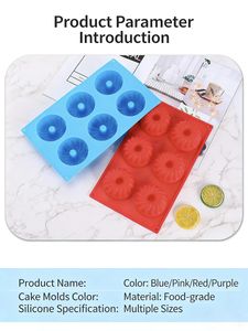 Moule à gâteau rond de 6 cavités, moule à pâtisserie pour la maison, moule à beignets, moule à pudding, moule à gelée, moule à gâteau en silicone de qualité alimentaire - Product Image 6