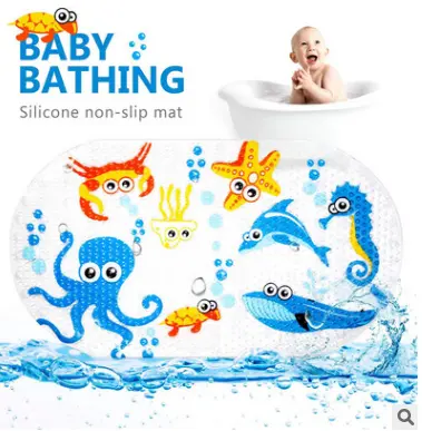 Eco-Friendly Non Slip Kids Bathroom mat PVC Bathroom Floor Cartoon ocean Bath tub for baby shower mat cartoon designs oval