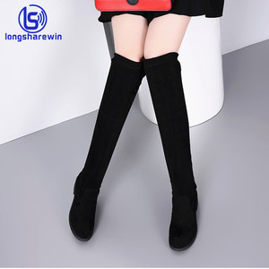 Moda in vendita nuovo design moda <span class=keywords><strong>donna</strong></span> all'ingrosso scarpe basse lunghe al ginocchio - Product Image 2