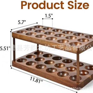 Double Layer Wooden Egg Storage Rack Large Capacity <b>Kitchen</b> Countertop Organizer For Eggs And Duck Eggs - Product Image 3