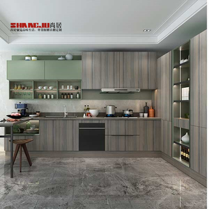 Armarios de cocina de alta calidad personalizados, color <span class=keywords><strong>gris</strong></span> y blanco, luz decorativa Led, diseño cálido, <span class=keywords><strong>roble</strong></span> - Product Image 5