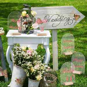 Holder Arched Acrylic <b>Sheets</b> With Wood Stand Diy <b>Clear</b> Arch Sign Blank for Wedding Party Reception - Product Image 3