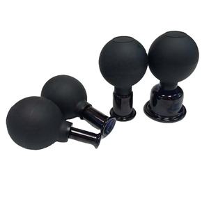 Набор вакуумных банок для лица 2 в 1, черный стеклянный набор для купирования лица с натуральным каучуком, индивидуальный Набор для купирования - Product Image 1