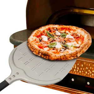 Perforierter Pizzas chäler Aluminium Pizza Peel eloxiert faltbare quadratische Pizza Peel Schaufel flach Drehen Peel Backs patel Paddel