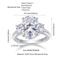 DE 10*14MM ovale coupe Moissanite femmes bague de mariage 6ct ovale Moissanite femmes anneau 6CT ovale coupe D couleur Moissanite bague de fiançailles