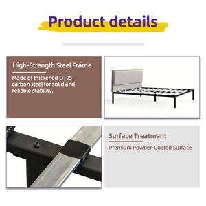 Cadre de <span class=keywords><strong>lit</strong></span> portable en <span class=keywords><strong>fer</strong></span> <span class=keywords><strong>forgé</strong></span>, <span class=keywords><strong>lit</strong></span> plateforme métallique simple ou double détachable pour la maison, la chambre, l'hôtel, l'hébergement et le bureau - Product Image 3