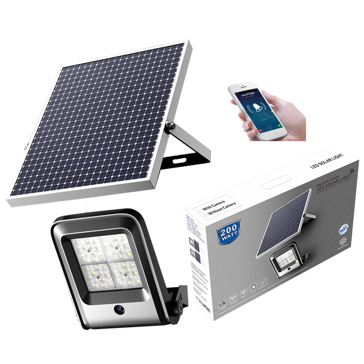 VAKESUN 200W 300W Solar Flood Light with Monitoring Camera and Alarm Speaker 3 in 1 Solar Monitor Light with Gift Box for Retail