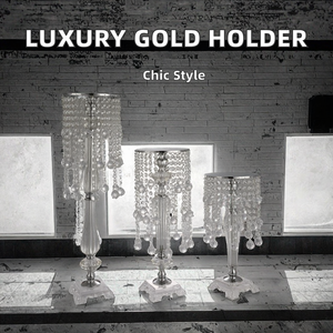 Bougie parfumée élégante en acrylique doré de luxe européen, faite à la main, porte-bougie haut, centre de table de mariage, décoration de la maison - Product Image 3