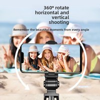 360° Draaibare Aluminium Selfie Stick Statief Opvouwbaar Draagbaar 100cm Uitschuifbaar 19cm Ingevouwen 0,5kg Telefoonhouder 10m Draadloos 4.2