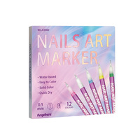 Stylo pour nail art, 12 couleurs, 0,5 mm, marqueurs pour nail art à base d'eau, faciles à colorer, séchage rapide, stylo UV pour nail art