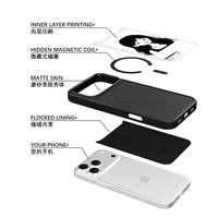 Coque de téléphone AG Feeling Black Edge avec motif de cheveux ondulés pour iPhone 17, 17 Pro Max, 16 Pro, 15, 15 Pro Max – Coque magnétique