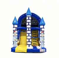 Château gonflable commercial avec toboggan, thème chevalier médiéval pour enfants, idéal pour la location événementielle