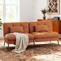 Sofá Cama Convertible de Tela con Respaldo Ajustable, Sofá de Dos Plazas Reclinable, Muebles de Sala de Estar, Juego de Futón