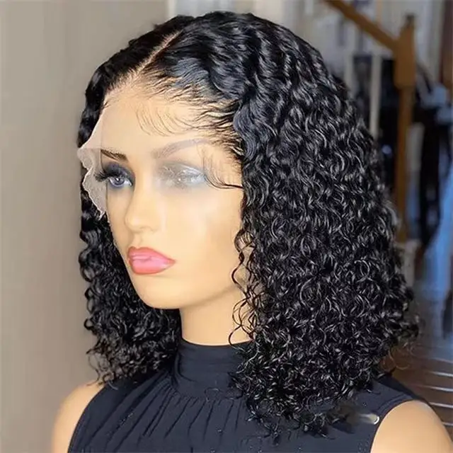 Human Hair Lace Front Wig Factory Price Wholesale Cuticle Aligned Unprocessed 13*4&4*4 Brazilian Hair Water Wave Kinky Curly Wig