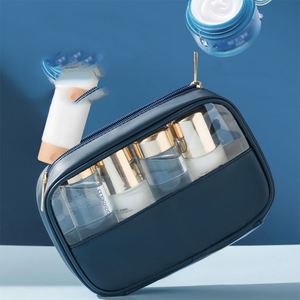 Bolsa de Maquillaje de Viaje Transparente de PVC y Cuero PU Impermeable, con Cierre, para Cosméticos y Artículos de Belleza - Product Image 4
