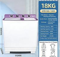 Lave-linge semi-automatique compact portable 18 kg avec sécheuse, idéal pour la maison et les camping-cars