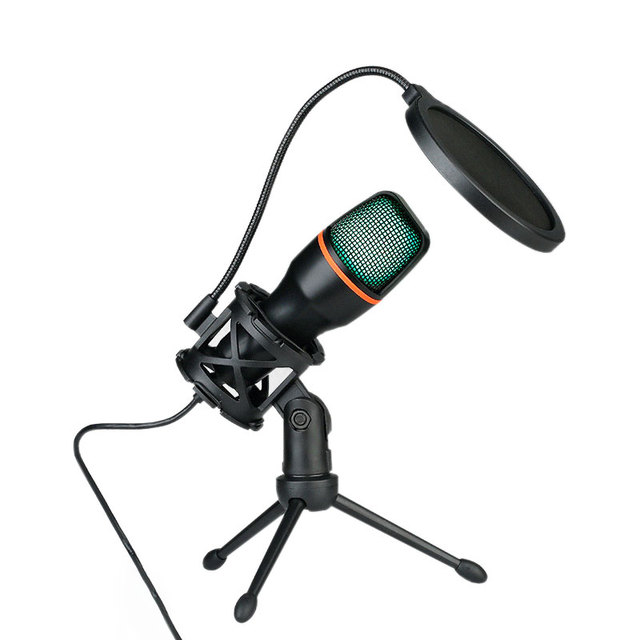 Desktop Rgb Computer USB Mic Wired Gaming Podcast Studio Condenser Microphone With Mini Tripod Stand for Recording Laptop