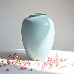 Chinese Ru Kiln Porcelain <b>Vase</b> - Handmade Ceramic Flower by Craftsman , Traditional Art Decor Ru Kiln Porcelain <b>Vase</b> - Product Image 1