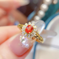 Wholesale Personalized Custom Made 925 Sterling Silver 18k Gold Plated Natural Red Sapphire Anniversary Party Women Ring