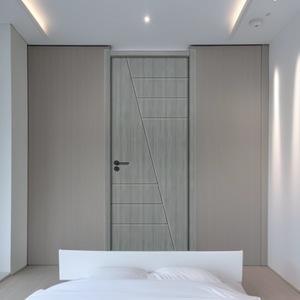 Porte en bois gaufré gris clair Sofia SFW-021, porte intérieure composite insonorisée - Product Image 1