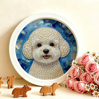 Kit de Bricolage SONGWOO pour Peinture Diamant Perle, Motif Animal de Dessin Animé Mignon Fait Main, Encadré, Rond, pour Chambre, Salon, Bureau