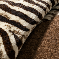 Ensemble de canapés avec ottoman en tissu marron, fauteuil d'appoint imprimé zèbre, mobilier modulaire combinable, approvisionnement en gros pour l'importation