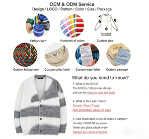 Cárdigan de punto cepillado con rayas degradadas para hombre, suéter vintage oversize con cuello en V, cárdigan informal cálido tipo mohair para otoño e invierno - Product Image 4