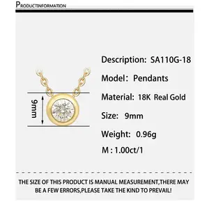 18-каратное Настоящее золото с муассанитом кулон ожерелье клевер ювелирные изделия из 18-каратного желтого золота классические ювелирные изделия ожерелье для женщин оптовая продажа