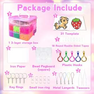Kit de Cuentas Fusibles Rosas Fh010, 11000 Piezas de 5 mm para Pixel Art con Tableros de Planchado, Papel para Planchar y Caja de Almacenamiento, Manualidades para Niños - Product Image 6