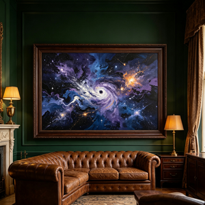Arte Astronómico Texturizado Art Deco que Representa un Paisaje Celestial con Pinceladas Dinámicas, Nebulosa Fluida y Energía, Altamente Coleccionable - Product Image 5