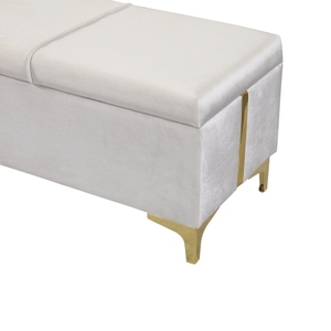 Elegant Upholstered Storage Ottoman Bench with Metal Legs, Multipurpose for Bedroom Living Room, Pre-Assembled Except Legs - Product Image 3