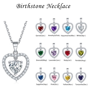 Classical Vintage Rhodium Plated 925 Sterling Silver <b>Heart</b> Shape Zircon Pendant <b>Necklace</b> - Product Image 2