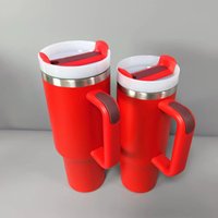 30온스 손잡이 텀블러, 스테인리스 스틸 보온 보냉 텀블러(뚜껑 및 빨대 포함)