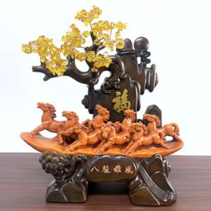 Perhiasan kuda zodiak Cina, kerajinan Resin keberuntungan perhiasan rumah kreatif ruang tamu kuda ornamen toko hadiah terbuka - Product Image 3
