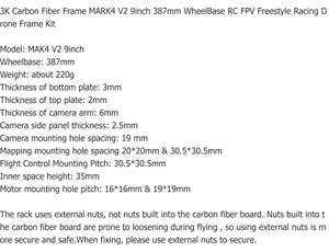 Dron de Carreras FPV de Largo Alcance de 9 Pulgadas, de Fibra de Carbono Resistente, Marca Mark4, Quadcopter RC de Alta Resistencia para Kit de Marco de Dron Profesional - Product Image 3