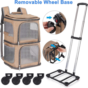 छोटे बिल्लियों और कुत्तों के लिए पहियों रोलिंग बिल्ली यात्रा वाहक बैकपैक के साथ डबल पालतू कैरियर बैकपैक - Product Image 5