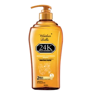 Promotional natural perfume 24k gold whitening shower gel bath for black skin body wash