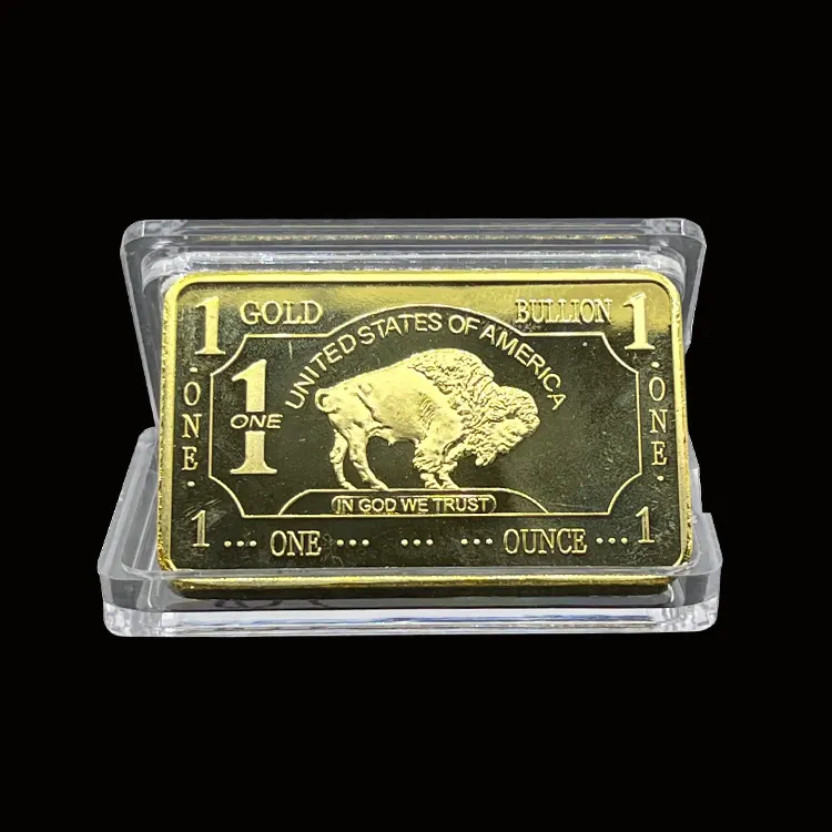 Collection Gift 1 Zimbabwe Metal Coins Bullion 24k Gold Plated Bar