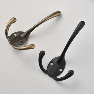 Retro Wall Mounted Double <b>Hooks</b> Heavy Duty Alloy Coat Hanger <b>Hook</b> For <b>Kitchen</b> Bathroom Black Bronze Color - Product Image 4
