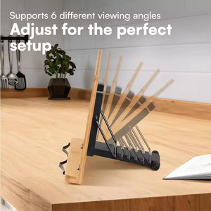 Hot Selling Foldable <strong>Recipe</strong> Book Rack Bamboo Book Holder Reading Stand <strong>Recipe</strong> Holder Display Racks for Desk - Product Image 4